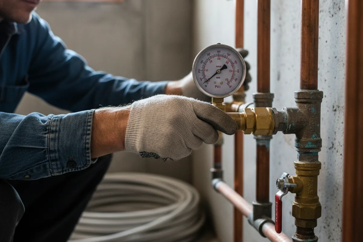 Pressure testing a repaired line during Water Line Repair in North Salem